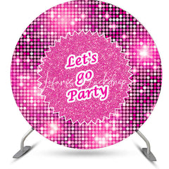 Lofaris Round Hot Pink Sequin Sparkle Lets Go Party Backdrop