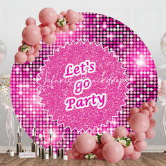 Lofaris Round Hot Pink Sequin Sparkle Lets Go Party Backdrop