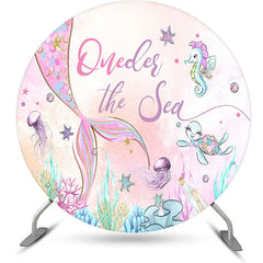 Lofaris Round Oneder The Sea Mermaid Backdrop For Birthday