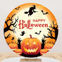 Lofaris Round Orange Pumpkin Trunk Moon Halloween Backdrop