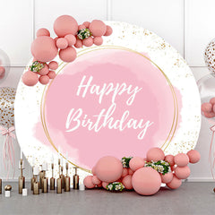 Lofaris Round Pink Abstract Marble Texture Birthday Backdrop