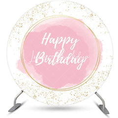 Lofaris Round Pink Abstract Marble Texture Birthday Backdrop