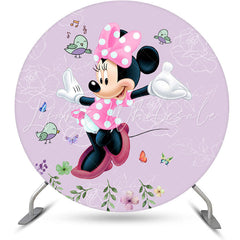 Lofaris Round Pink Lovely Minnie Theme Backdrop Kit For Girl