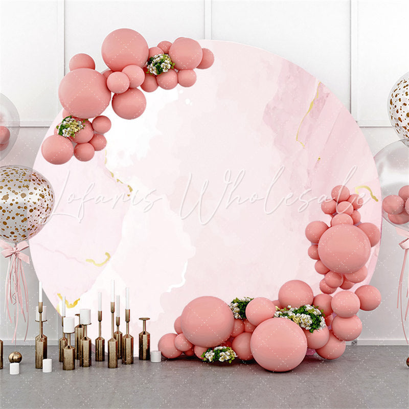 Lofaris Round Pink White Happy Birthday Backdrop For Party