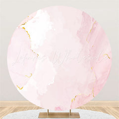 Lofaris Round Pink White Happy Birthday Backdrop For Party