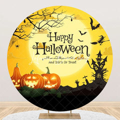 Lofaris Round Pumpkin Trunk Moon Night Halloween Backdrop