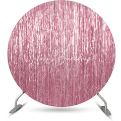 Lofaris Round Rose Gold Glitter Ribbons Birthday Backdrop