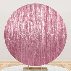 Lofaris Round Rose Gold Glitter Ribbons Birthday Backdrop