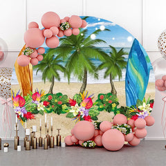 Lofaris Round Sand Floral Trees Surfboard Summer Backdrop