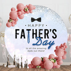 Lofaris Round Simple Blue Tie Happy Fathers Day Backdrop