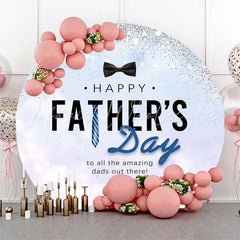 Lofaris Round Simple Blue Tie Happy Fathers Day Backdrop