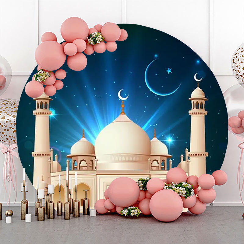 Lofaris Round Starry Sky Beige Castle Eid Mubarak Backdrop