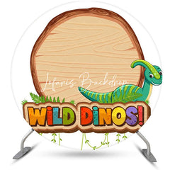 Lofaris Round Tree Stump Wild Dinosaurs Backdrop For Party