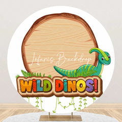 Lofaris Round Tree Stump Wild Dinosaurs Backdrop For Party