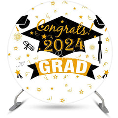 Lofaris Round White Bachelor Cap Congrats 2024 Grad Backdrop