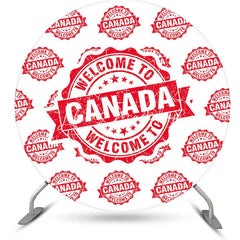 Lofaris Round White Red Retro Welcome To Canada Backdrop