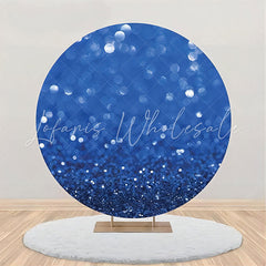 Lofaris Royal Blue Sparkle Bokeh Solid Color Round Backdrop