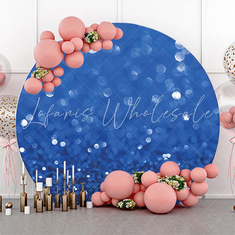 Lofaris Royal Blue Sparkle Bokeh Solid Color Round Backdrop