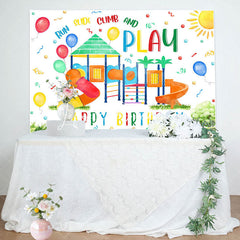 Lofaris Run And Play Colorful Slide Grass Birthday Backdrop