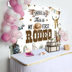 Lofaris Saddle Up First Rodeo Western Boy Birthday Backdrop