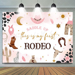 Lofaris Saddle Up Pink Cowgirls Rodeo 1st Birthday Backdrop