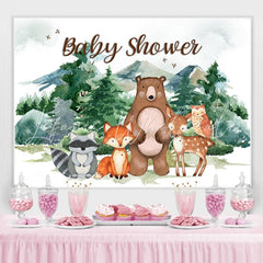 Lofaris Safari And Forest Montain Winter Baby Shower Backdrop