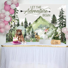 Lofaris Safari Animals Mountain Forest Baby Shower Backdrop