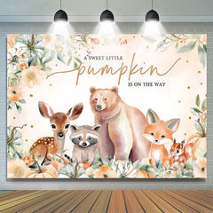 Lofaris Safari Animals Sweet Pumpkin Baby Shower Backdrop