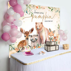 Lofaris Safari Animals Sweet Pumpkin Baby Shower Backdrop