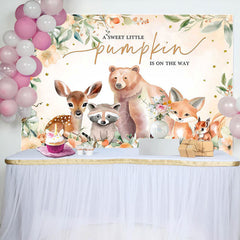 Lofaris Safari Animals Sweet Pumpkin Baby Shower Backdrop