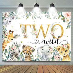 Lofaris Safari Floral Plants Wild Two Happy Birthday Backdrop