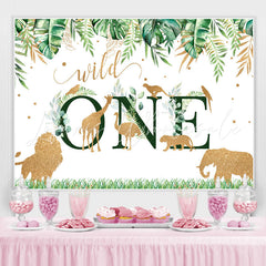 Lofaris Safari Green And Golden Wild One Happy Birthday Backdrop