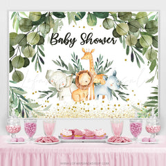 Lofaris Safari Green Jungle Leaves Cute Baby Shower Backdrop