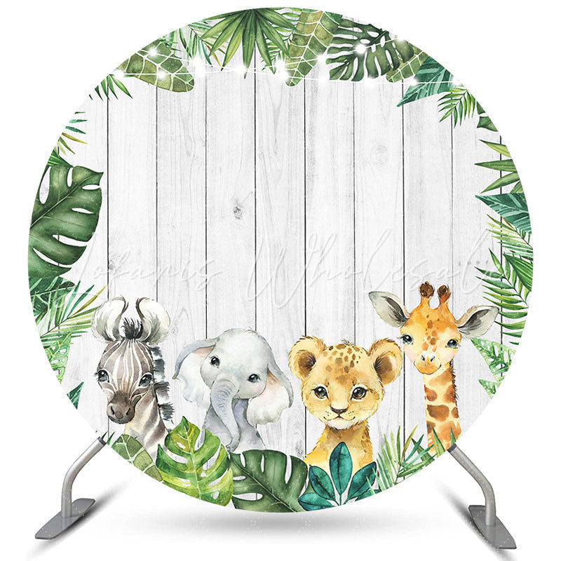 Lofaris Safari Green Jungle Wooden Circle Backdrop For Kid