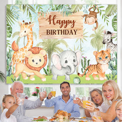 Lofaris Safari Little Animals Green Trees Birthday Backdorp