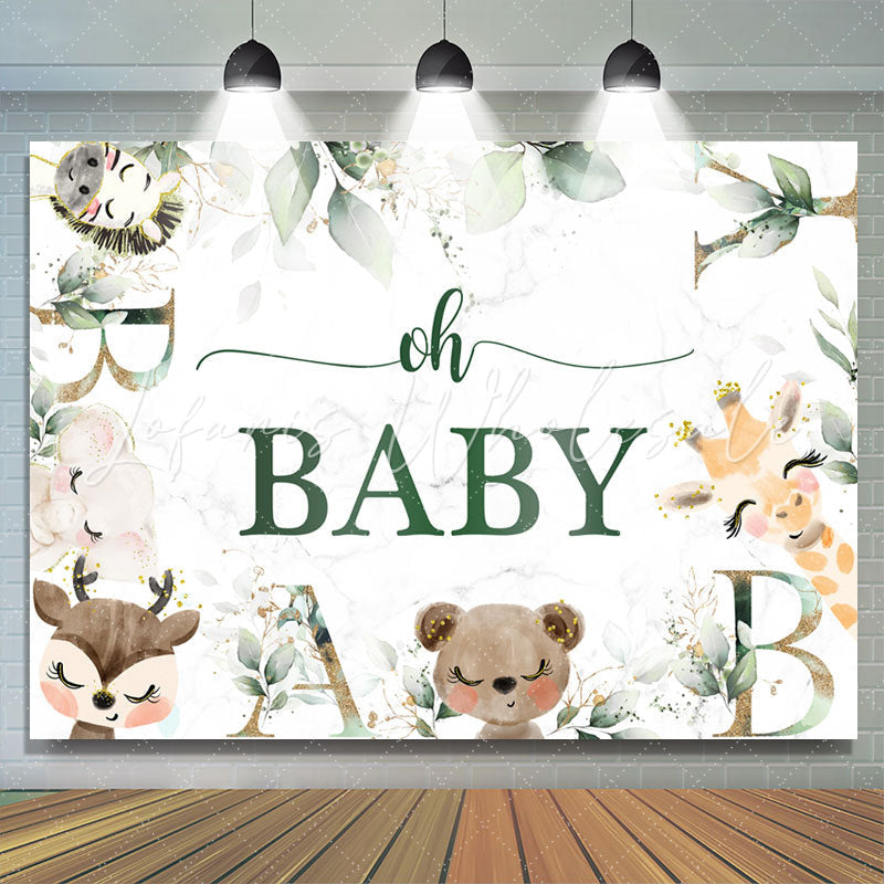 Lofaris Safari Lovely With Leaves Baby Shower Backdrop