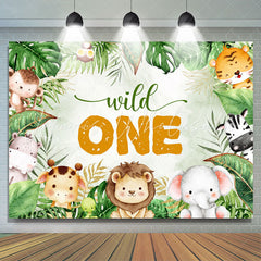 Lofaris Safari Wild Animal Monstera 1st Birthday Backdrop