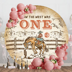 Lofaris Sand Cowboy Farm Cactus Round 1st Birthday Backdrop