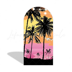 Sandbeach Sunset Palm Party Arch Backdrop Wall Cloth Cover