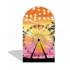 Sandbeach Sunset Palm Party Arch Backdrop Wall Cloth Cover