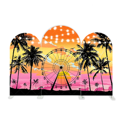 Sandbeach Sunset Palm Party Arch Backdrop Wall Cloth Cover