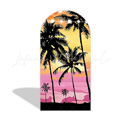 Sandbeach Sunset Palm Party Arch Backdrop Wall Cloth Cover