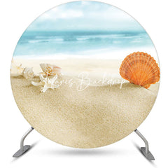 Lofaris Sandy Shell Starfish Hawaii Beach Round Backdrop