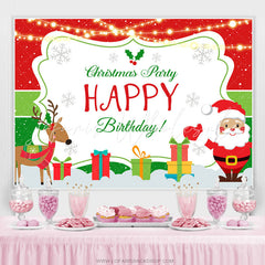 Lofaris Santa Claus With Deer Christmas Party Birthday Backdrop