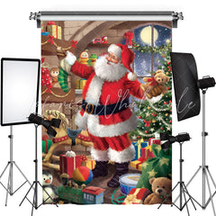 Lofaris Santa Dollhouse Gifts Photography Christmas Backdrop