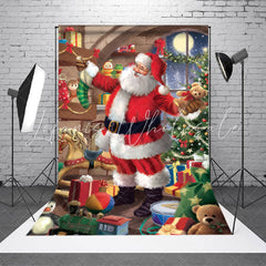 Lofaris Santa Dollhouse Gifts Photography Christmas Backdrop