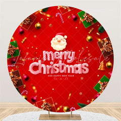 Lofaris Santa Gifts Red Round Christmas And New Year Backdrop