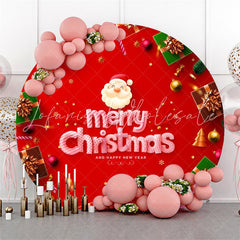 Lofaris Santa Gifts Red Round Christmas And New Year Backdrop