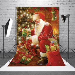 Lofaris Santa Gifts Xmas Tree Photoshoot Christmas Backdrop