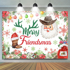 Lofaris Santa Snowflake Green Red Merry Christmas Backdrop